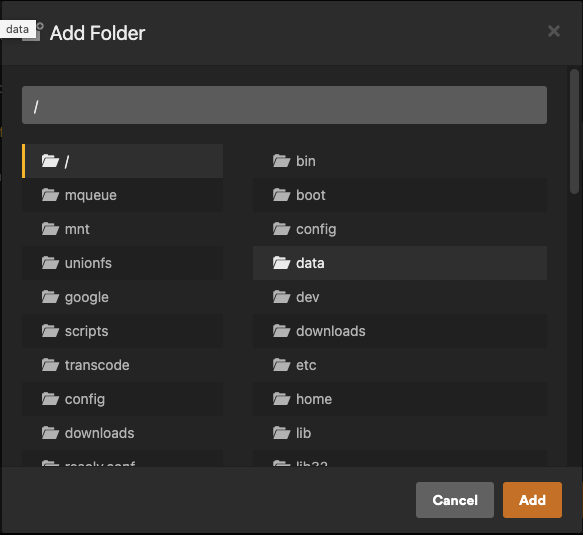Plex TV folder selection